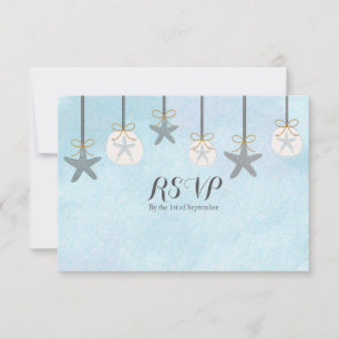 Hanging Starfish & Sand Dollar Beach RSVP card