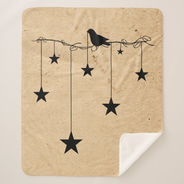 Hanging Stars And Crow  Sherpa Blanket (Front)