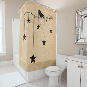 Hanging Stars And Crow Shower Curtain