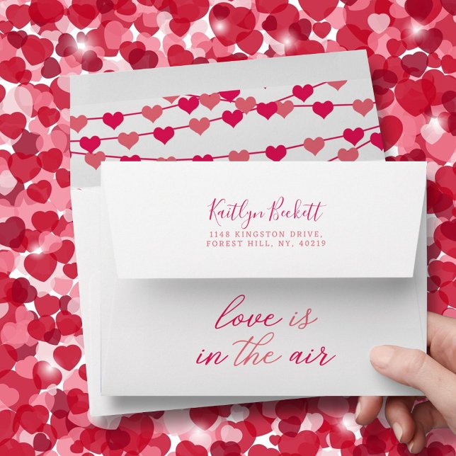 Hanging String Love Hearts Bridal Shower Envelope (Creator Uploaded)