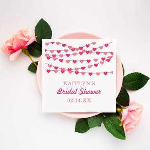 Hanging String Love Hearts Bridal Shower Napkin