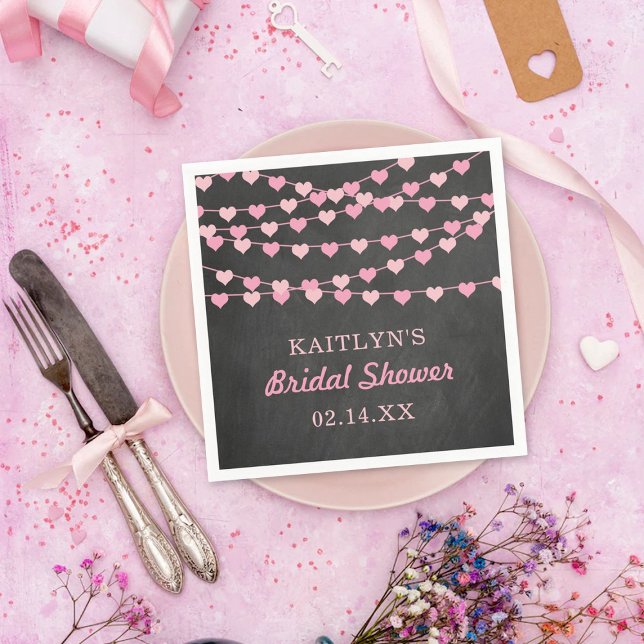 Hanging String Love Hearts Bridal Shower Napkin (Creator Uploaded)