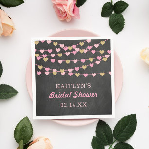 Hanging String Love Hearts Bridal Shower Napkin