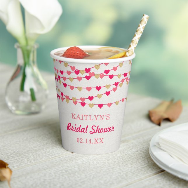 Hanging String Love Hearts Bridal Shower Paper Cups (Insitu)