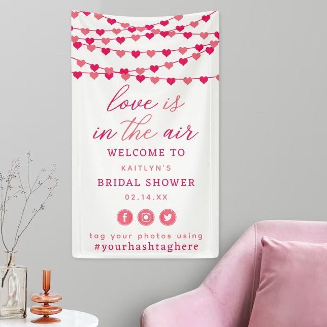 Hanging String Love Hearts Bridal Shower Welcome Banner (Creator Uploaded)