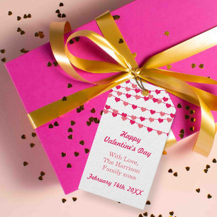 Hanging String Love Hearts Happy Valentine's Day Gift Tags