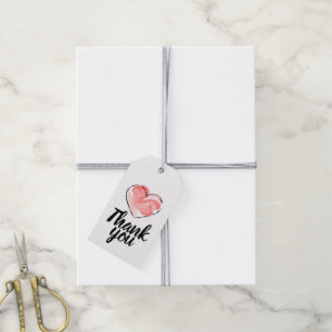 Hanging thank you tags with red heart