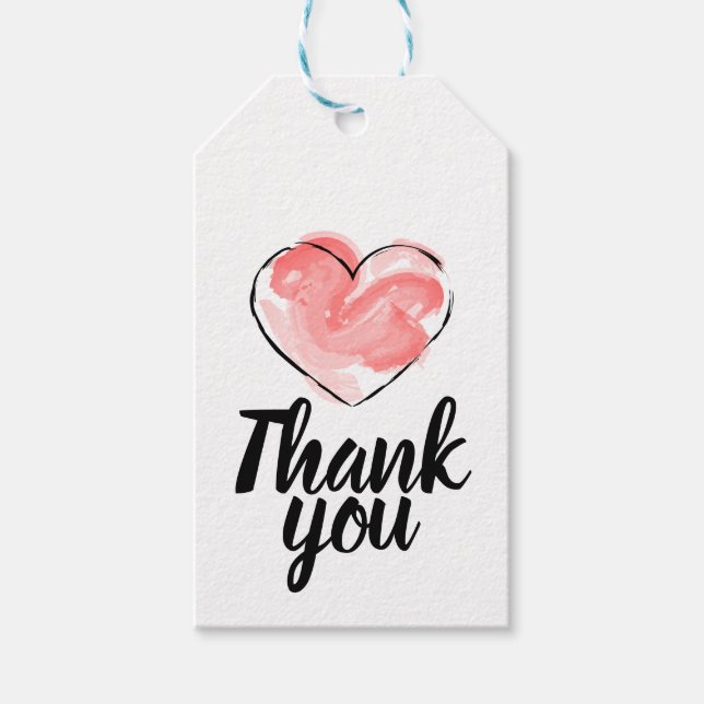 Hanging thank you tags with red heart (Front)