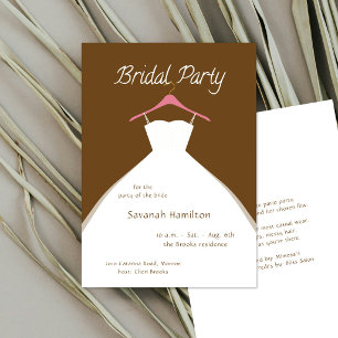 Hanging Wedding Dress Brown Bridal Party Invitation