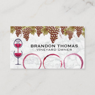 Hanging Wine Grapes   Marble   Wine Stains Business Card