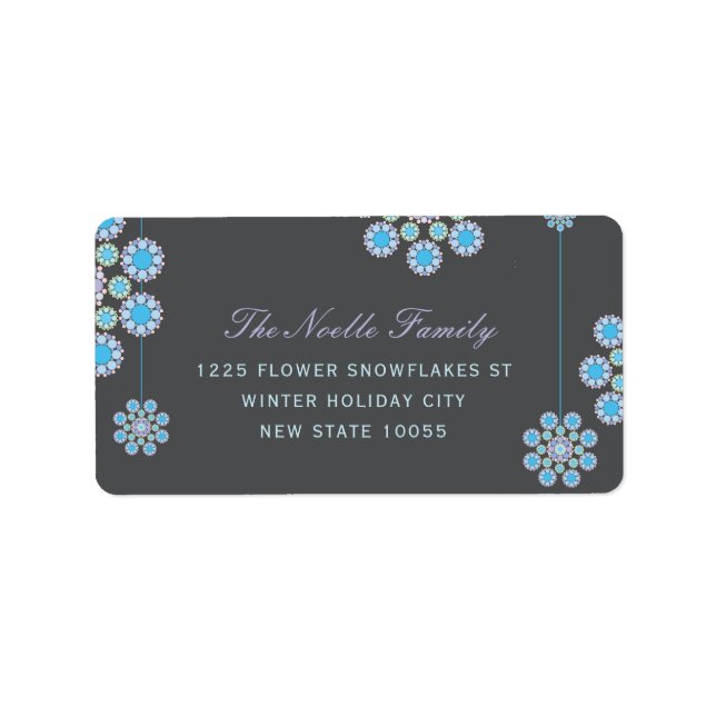 Hanging Winter Snowflakes Flower Holiday Address Label (Front)