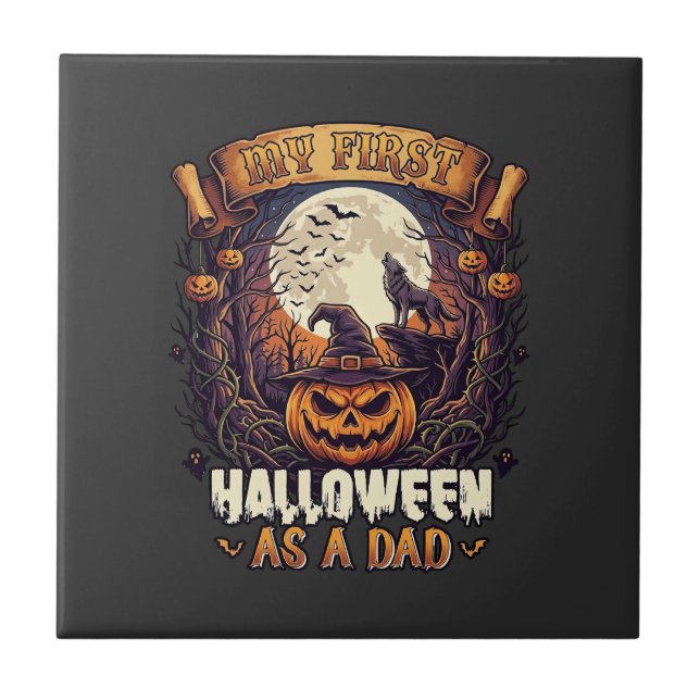 Hanging Witches Halloween Flying Witch Haunted Hou Tile (Front)
