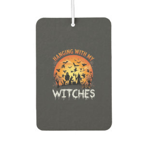 Hanging Witches Halloween Moon Bats Pumpkins_1 Car Air Freshener