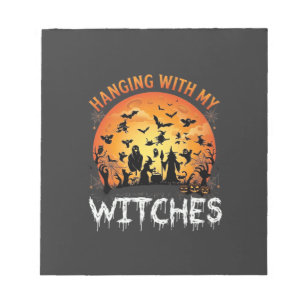 Hanging Witches Halloween Moon Bats Pumpkins_1 Notepad
