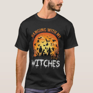 Hanging Witches Halloween Moon Bats Pumpkins_1 T-Shirt