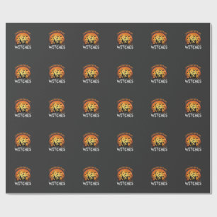 Hanging Witches Halloween Moon Bats Pumpkins_1 Wrapping Paper