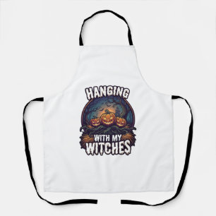 Hanging Witches Halloween Pumpkins Haunted Forest Apron