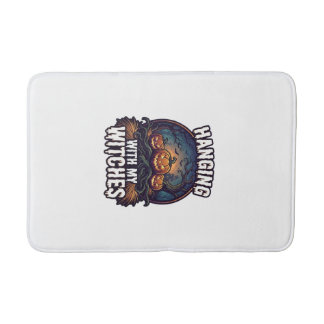 Hanging Witches Halloween Pumpkins Haunted Forest  Bath Mat