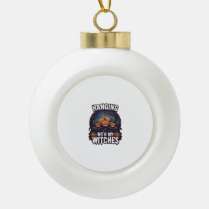 Hanging Witches Halloween Pumpkins Haunted Forest Ceramic Ball Christmas Ornament