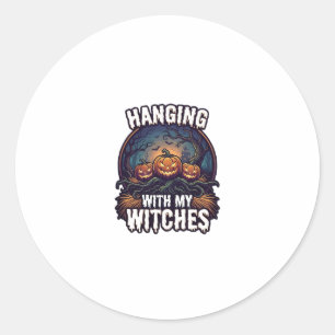Hanging Witches Halloween Pumpkins Haunted Forest Classic Round Sticker