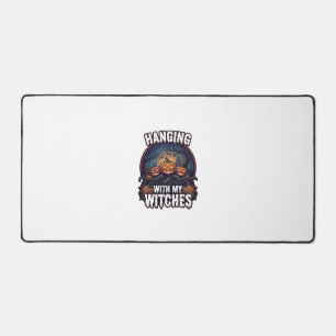 Hanging Witches Halloween Pumpkins Haunted Forest Desk Mat