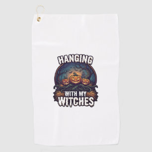 Hanging Witches Halloween Pumpkins Haunted Forest  Golf Towel