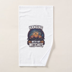 Hanging Witches Halloween Pumpkins Haunted Forest  Hand Towel