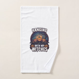 Hanging Witches Halloween Pumpkins Haunted Forest  Hand Towel