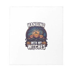 Hanging Witches Halloween Pumpkins Haunted Forest Notepad