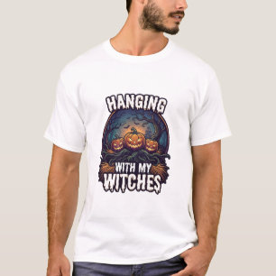Hanging Witches Halloween Pumpkins Haunted Forest T-Shirt