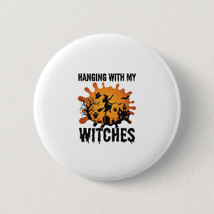 Hanging Witches Halloween Witch Broom Haunted Hous 6 Cm Round Badge