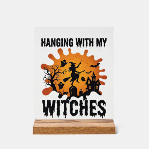 Hanging Witches Halloween Witch Broom Haunted Hous Acrylic Sign