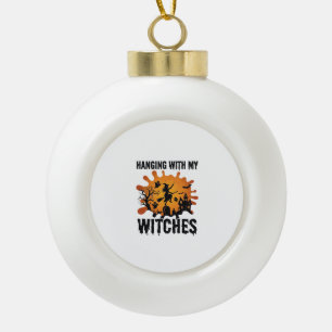Hanging Witches Halloween Witch Broom Haunted Hous Ceramic Ball Christmas Ornament