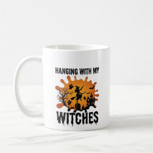 Hanging Witches Halloween Witch Broom Haunted Hous Coffee Mug