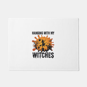 Hanging Witches Halloween Witch Broom Haunted Hous Doormat