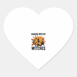 Hanging Witches Halloween Witch Broom Haunted Hous Heart Sticker