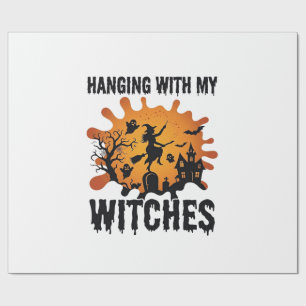 Hanging Witches Halloween Witch Broom Haunted Hous Wrapping Paper