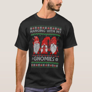 Hanging with Gnomies Plaid Red Ugly Christmas Swea T-Shirt