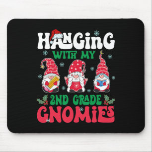 Hanging With My 2nd Grade Gnome Christmas Funny Te Mouse Mat