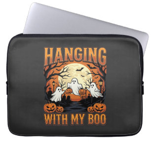 Hanging With My Boo Halloween Ghost Design Laptop Sleeve