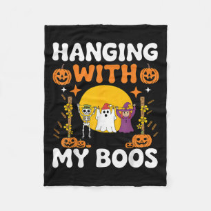 Hanging With My Boos Funny Halloween Ghost Witch S Fleece Blanket