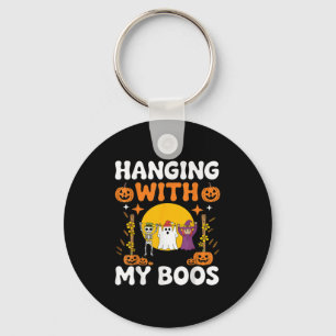 Hanging With My Boos Funny Halloween Ghost Witch S Key Ring