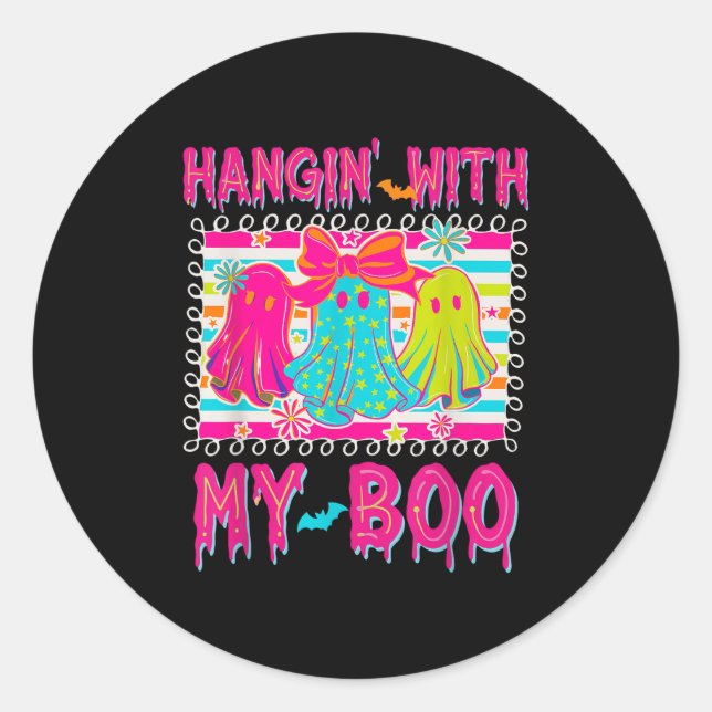 Hanging With My Boos Soky Halloween Disco Ghost Wo Classic Round Sticker (Front)