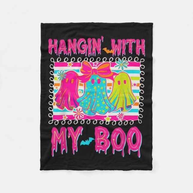 Hanging With My Boos Soky Halloween Disco Ghost Wo Fleece Blanket (Front)