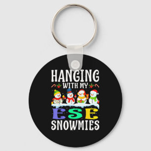 Hanging With My Ese Snowmies Teacher Christmas Gif Key Ring