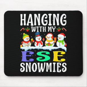 Hanging With My Ese Snowmies Teacher Christmas Gif Mouse Mat