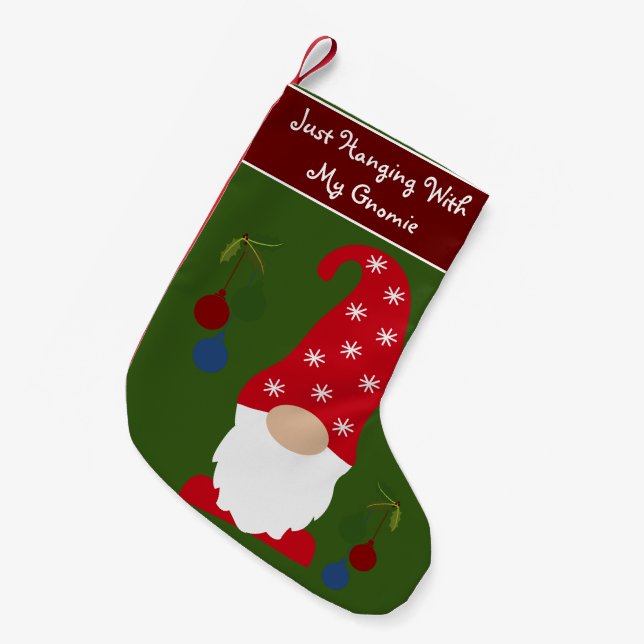 Hanging With My Gnomie Cute Christmas Gnome  Small Christmas Stocking (Front (Hanging))