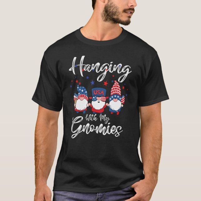 Hanging With My Gnomies 4th Of July Ice Cream Flag T-Shirt (Front)