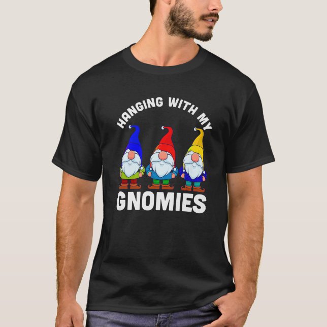 Hanging with My Gnomies Christmas Garden Gnome Cos T-Shirt (Front)
