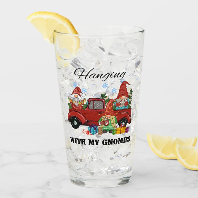 Hanging With My Gnomies – Cute Christmas Glass (Front Ice)